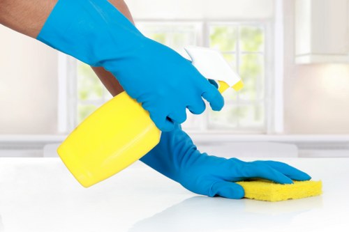 Cleaner treating fabric chairs during an upholstery cleaning visit in Bromley